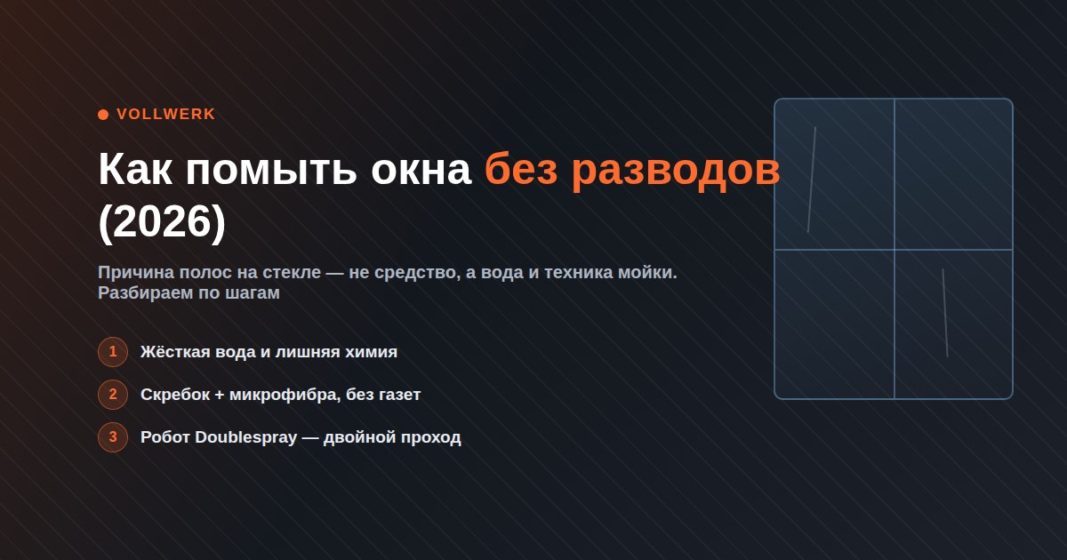 как помыть окна без разводов — обложка статьи Vollwerk